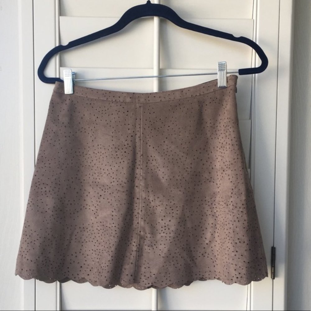 BCBG Maxazira vegan suede mini skirt